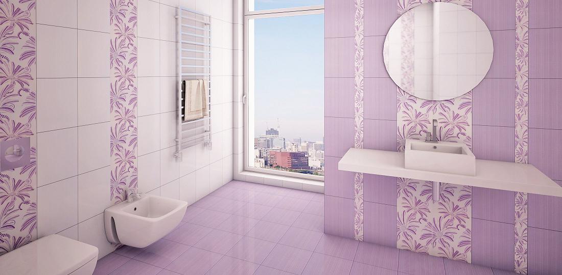 Рожева плитка у ванній кімнаті   Лілова плитка у ванній кімнаті