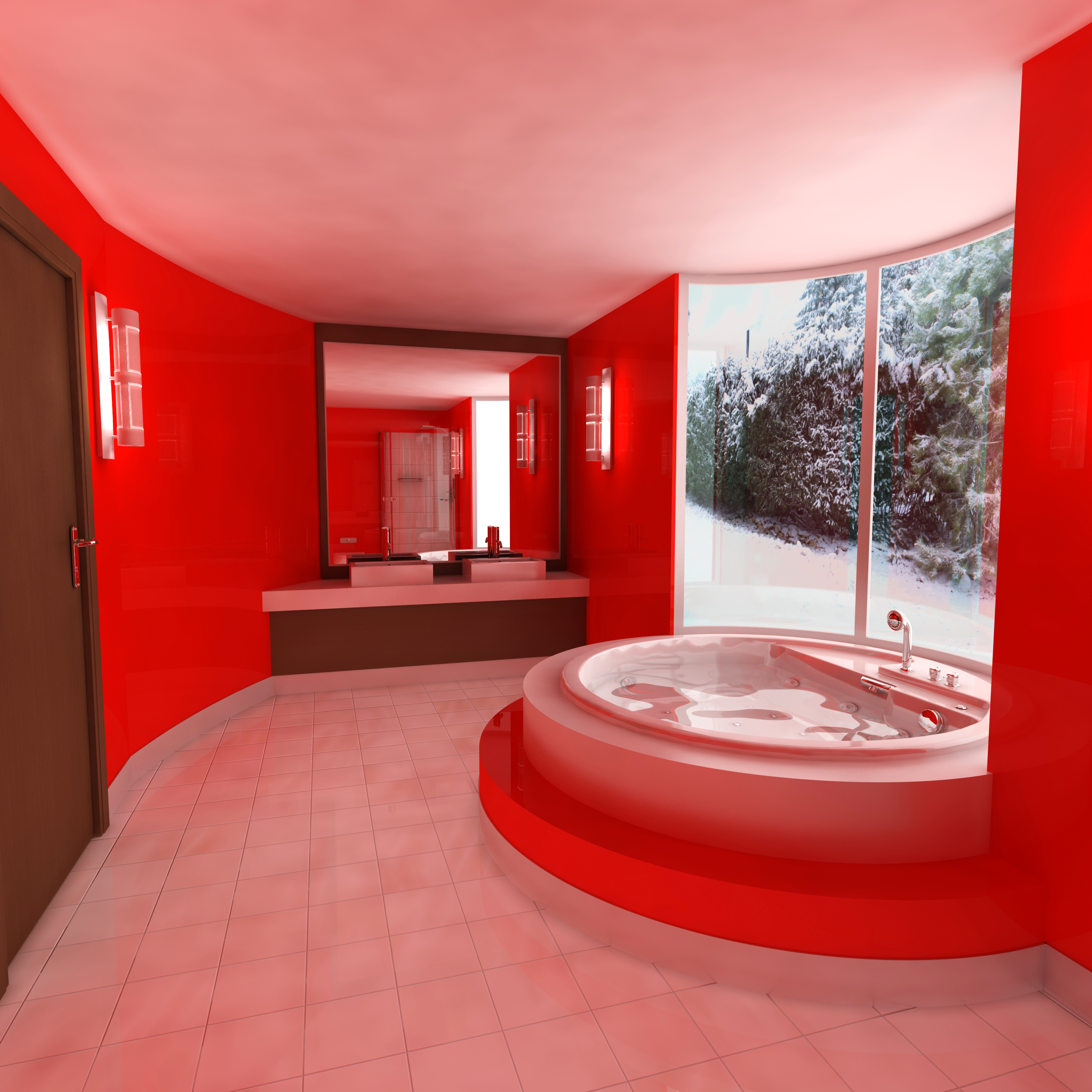 Помаранчева плитка у ванній кімнаті   Червона плитка у ванній кімнаті